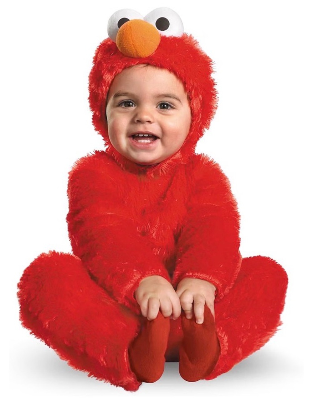 Baby Red Elmo-Inspired Fuzzy One-Piece Costume with hat